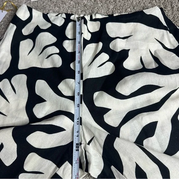 House Of Harlow 1960 Linen Blend Black Cream Wide Leg Side Slit Pants 10 boho - Picture 8 of 10